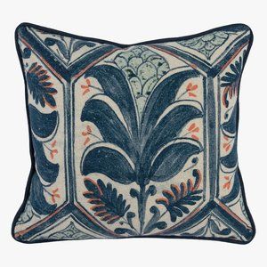 Pottery Barn - Palm Pillow Cover (w/ pillow insert), 18" x 18", Blue/coral
